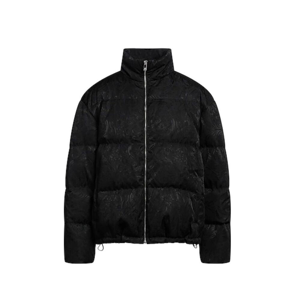 NWT Versace IT 56 3XL Barocco Jacquard Hooded Down Puffer Jacket Black $2,425